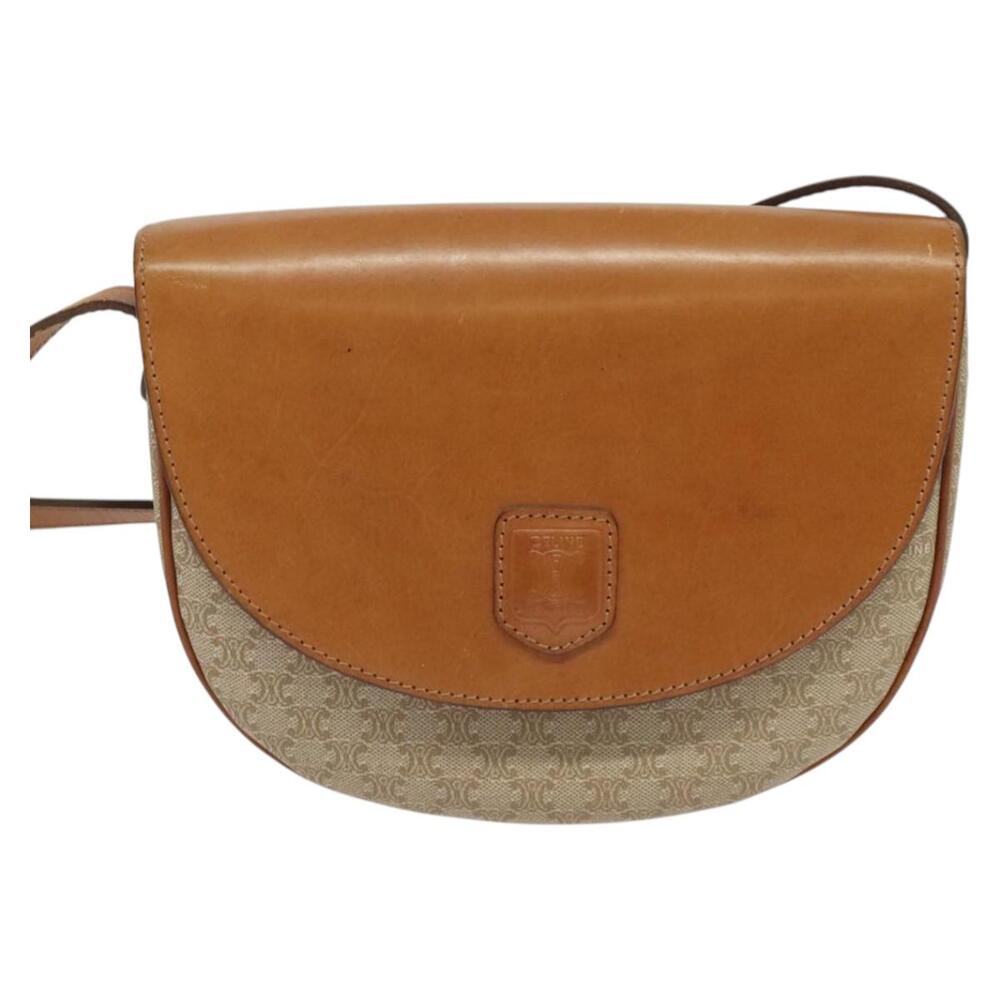 CELINE Macadam Canvas Shoulder Bag Pvc Leather Beige Gold - Picture 2 of 12